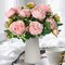 Faux Pink Peony Bouquet with Vase – Silk Flowers for Home Decor